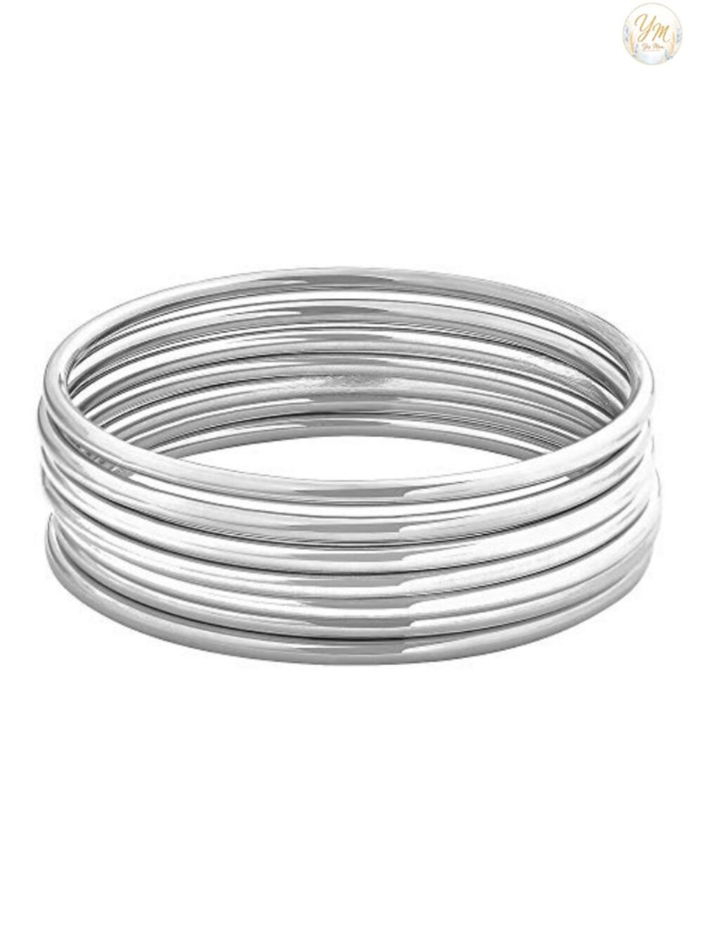 7 Piece Thin Round Bangle Bracelet Set for Women Polished 316L Stainless Steel